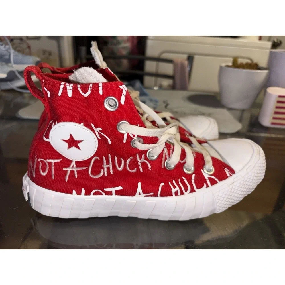Converse UNT1TL3D High Not A Chuck Boys Size 4 Red Athletic Shoes Sneakers